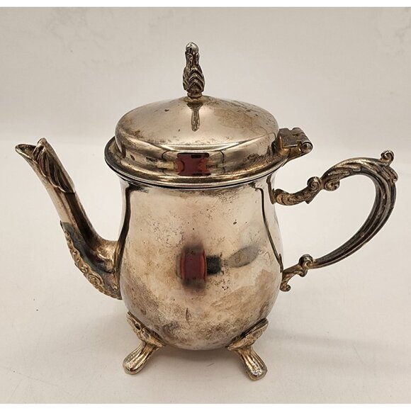Vintage Gorham Silver Plate Footed Teapot Creamer With Hinged Lid, Ornate Handle - Picture 4 of 10